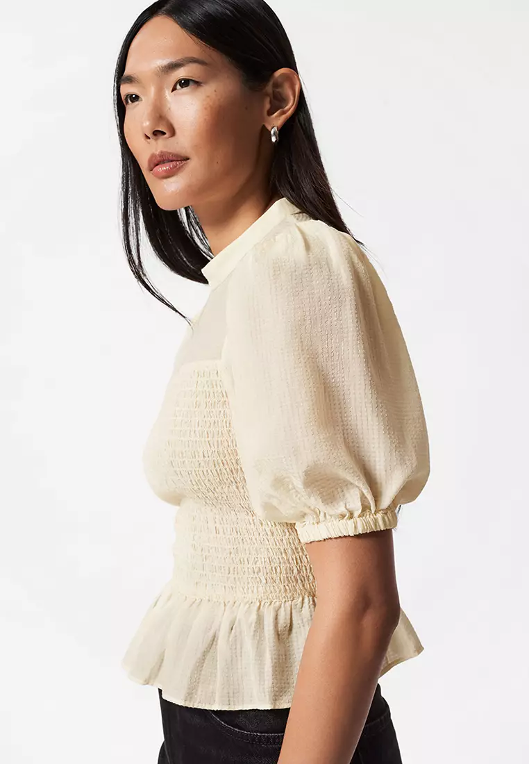Smocked Peplum Blouse