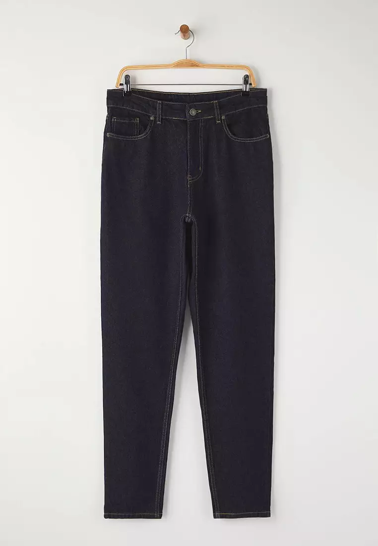 Dark Navy Essential Fit Tobacco Stitched Jeans