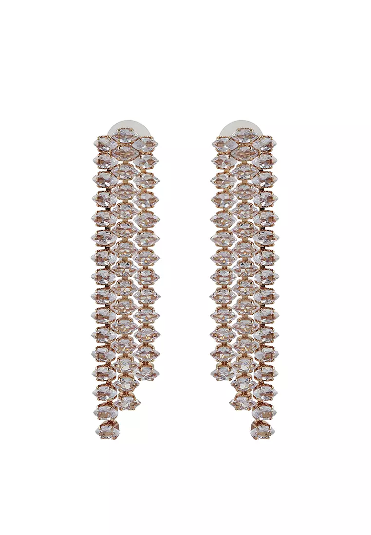 Gold diamante hot sale drop earrings