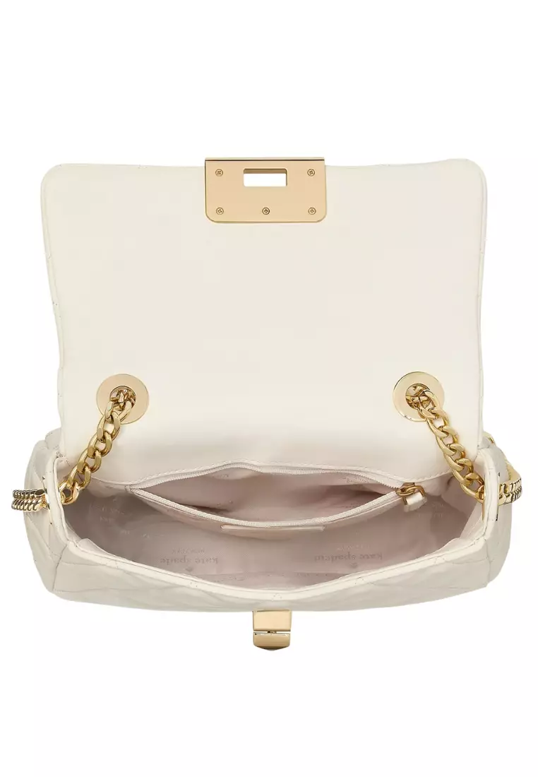 Carey Quilted Small Flap Crossbody - White