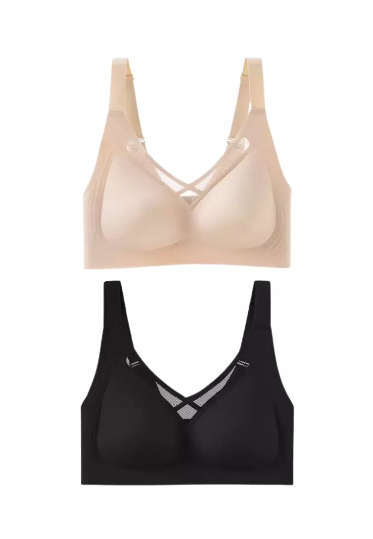 Buy Kiss & Tell 2 Pack Premium Bella Plus Size Seamless Wireless Paded Push  Up Bra in Nude and Black 2024 Online