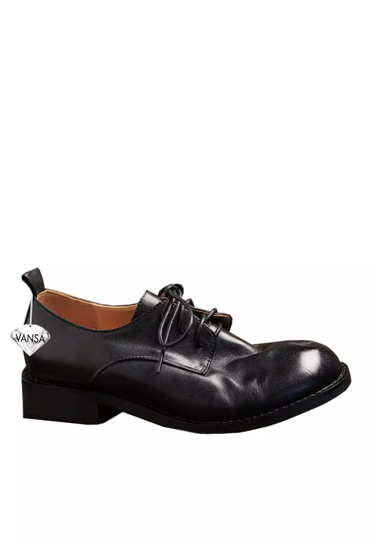Discount on Twenty Eight Shoes  shoes - SKU: VANSA Top Layer Cowhide Lace Up Low Heel Shoes VSW-F-C77