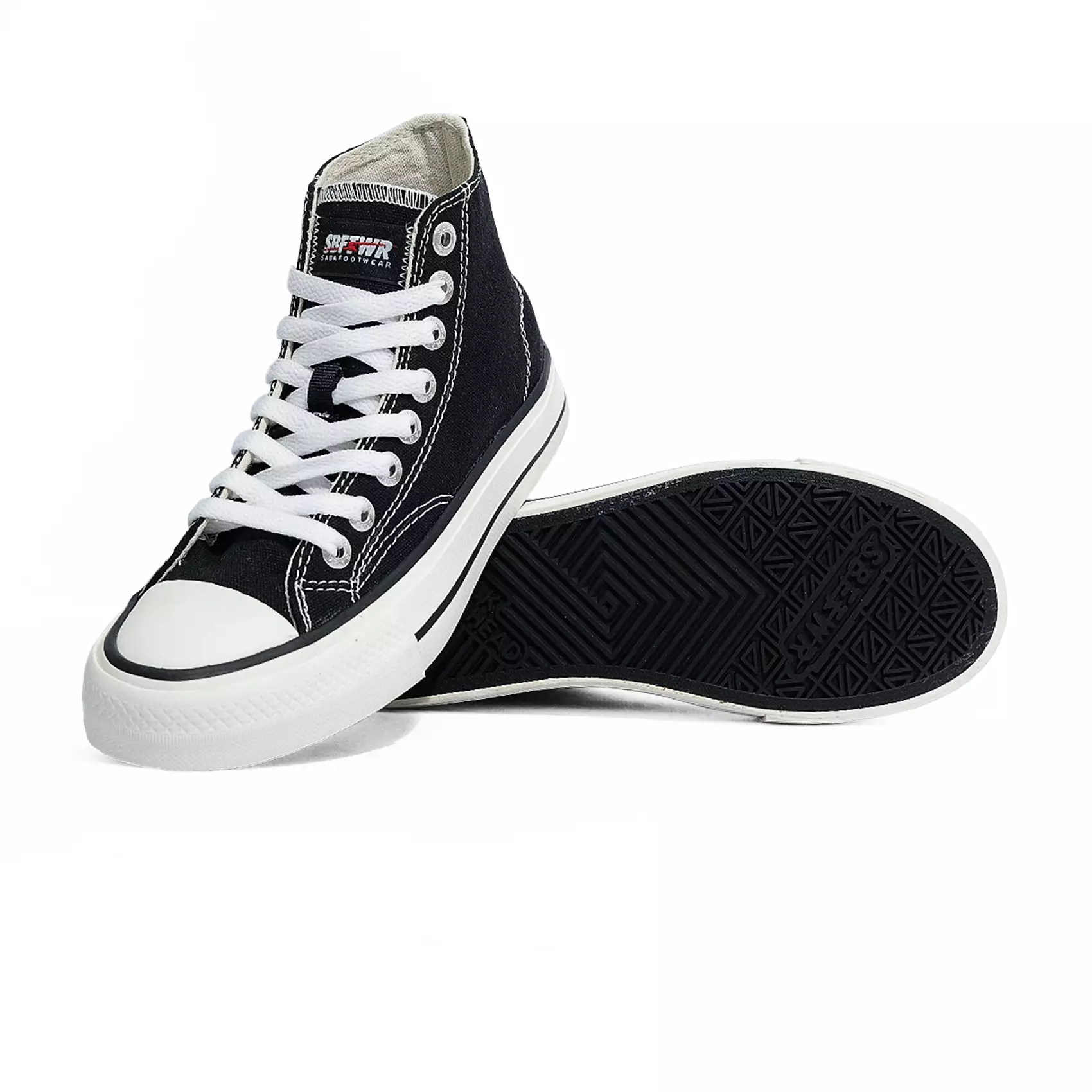 SABA Vintage High Black White LX - Sepatu Sneakers Casual Pria Wanita