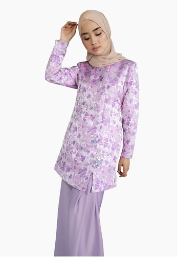 Brocade Embroidered Kurung from Zoe Arissa in Purple