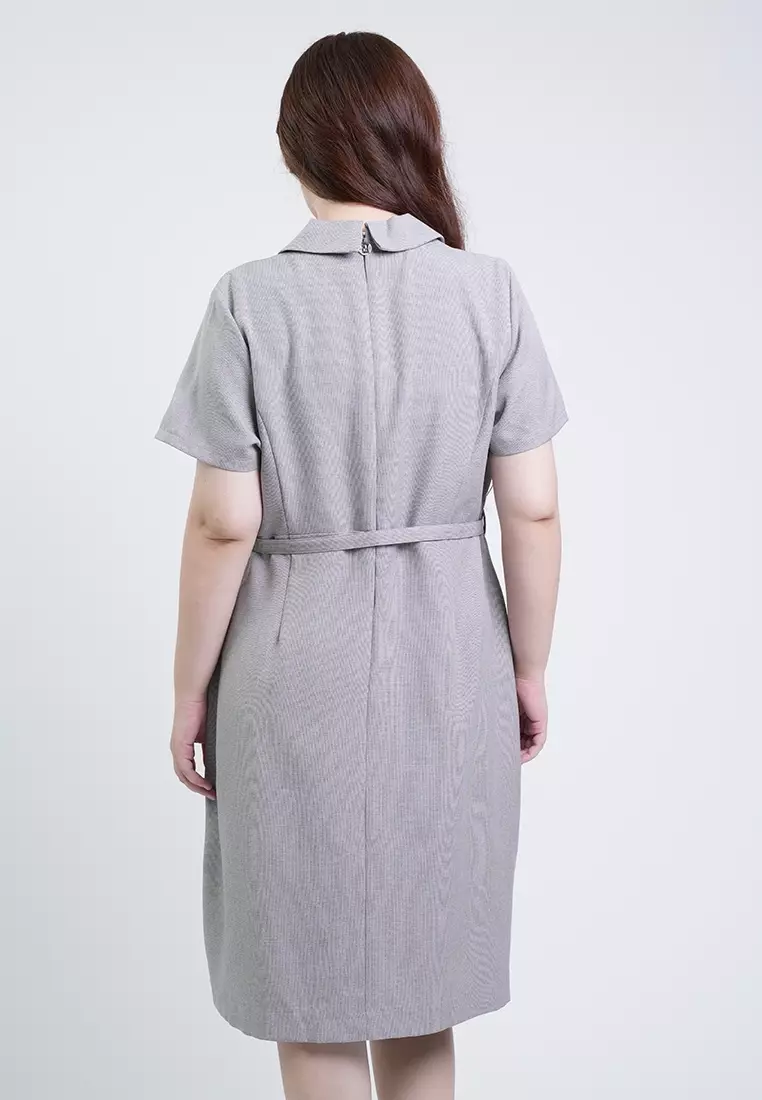 Milly Plus Size Anna Pleated Belted Wrap Sheath Dress