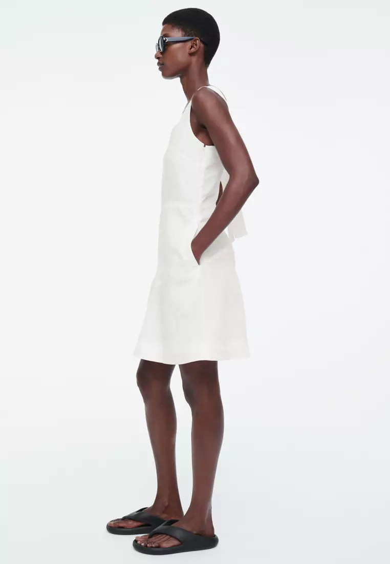 Square-Neck Mini Pinafore Dress