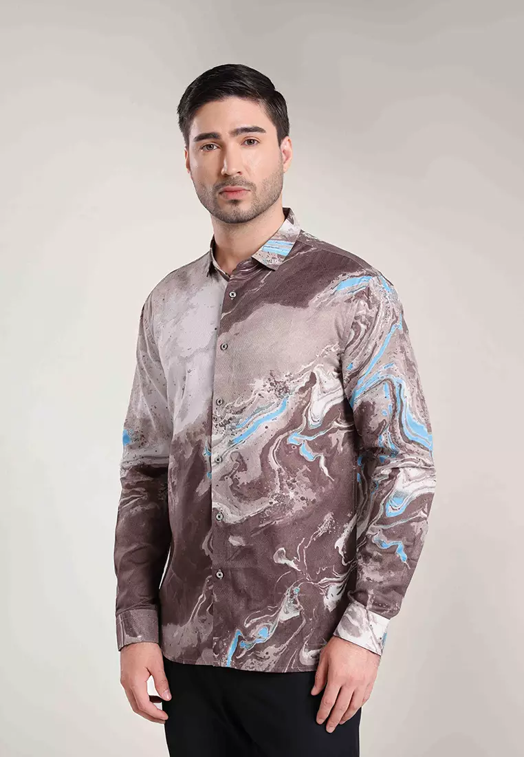 MOC Kemeja Lengan Panjang Pria LOURY - BEIGE