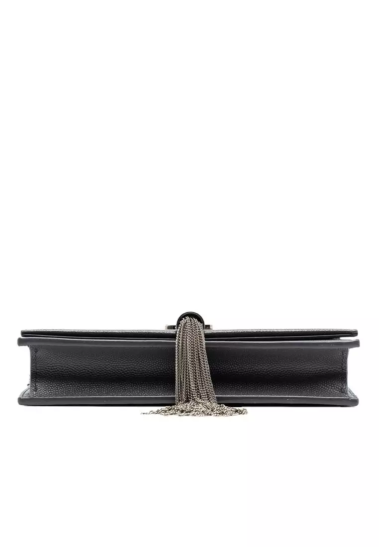 Pre-Loved Saint Laurent Grain De Poudre Monogram Kate Tassel Wallet On Chain