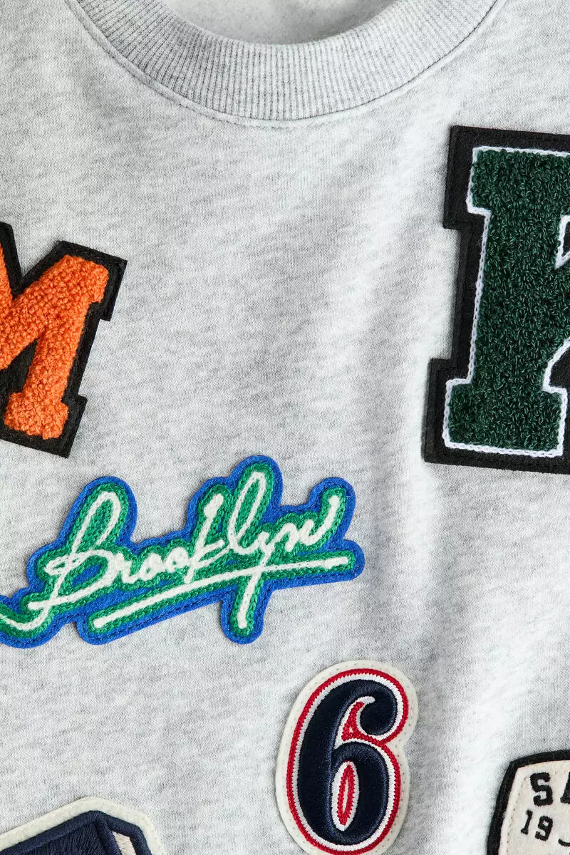 Appliquéd brushed-inside sweatshirt