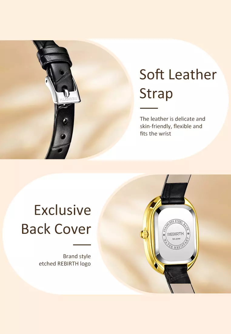 Jam Tangan Wanita Original Anti Air Korean Style Tali Kulit Jam Tangan Cewek black