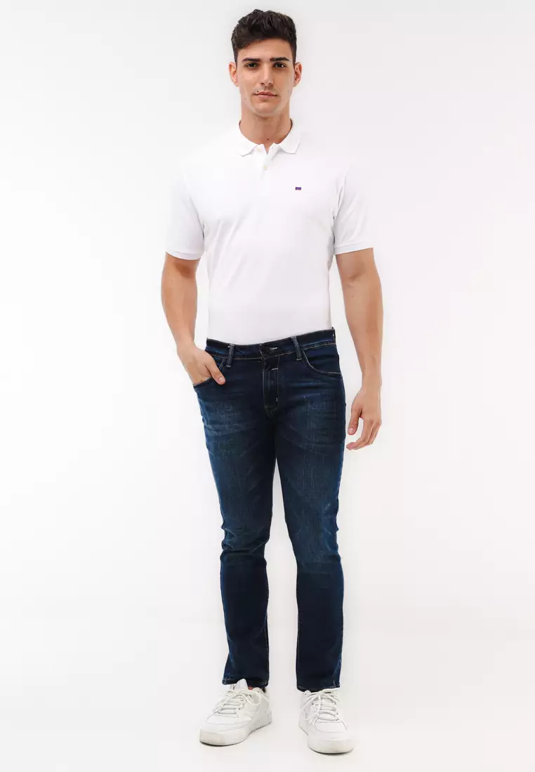 Denim Long Pants Slim Tapered Fit Stretch