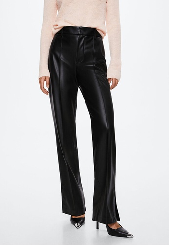Mango black Leather-Effect Straight Trousers 59116AA0D27A6DGS_1