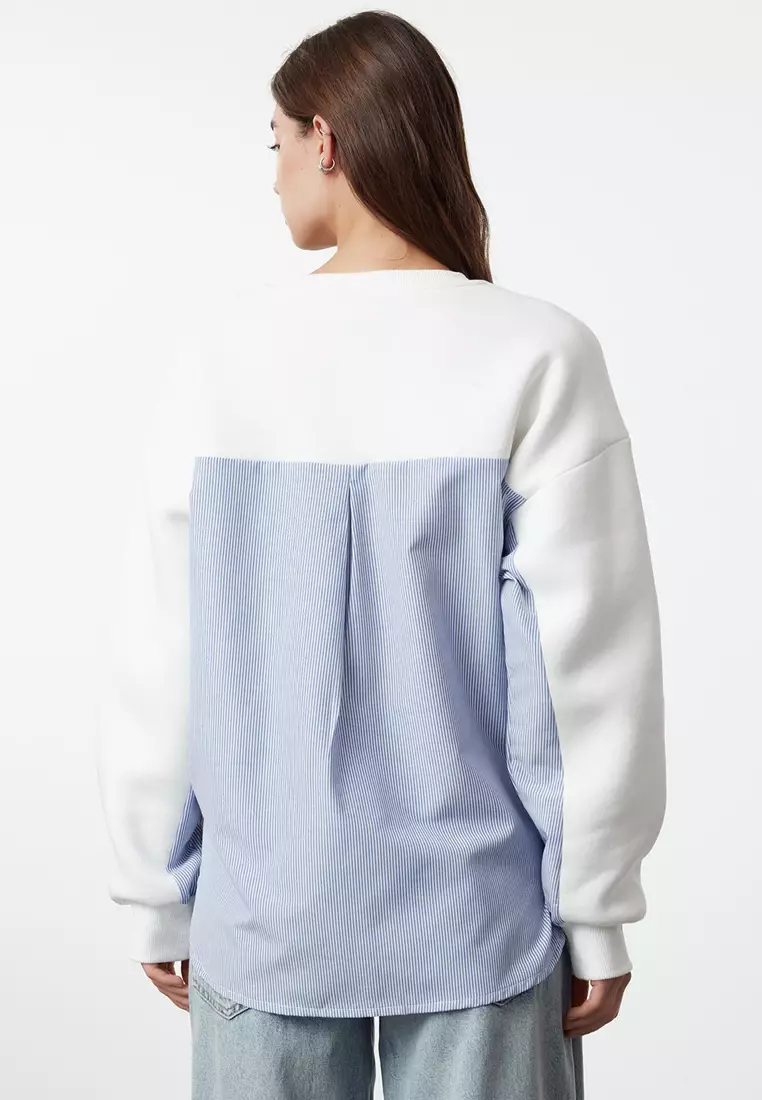 Poplin Detailed Sweatshirt
