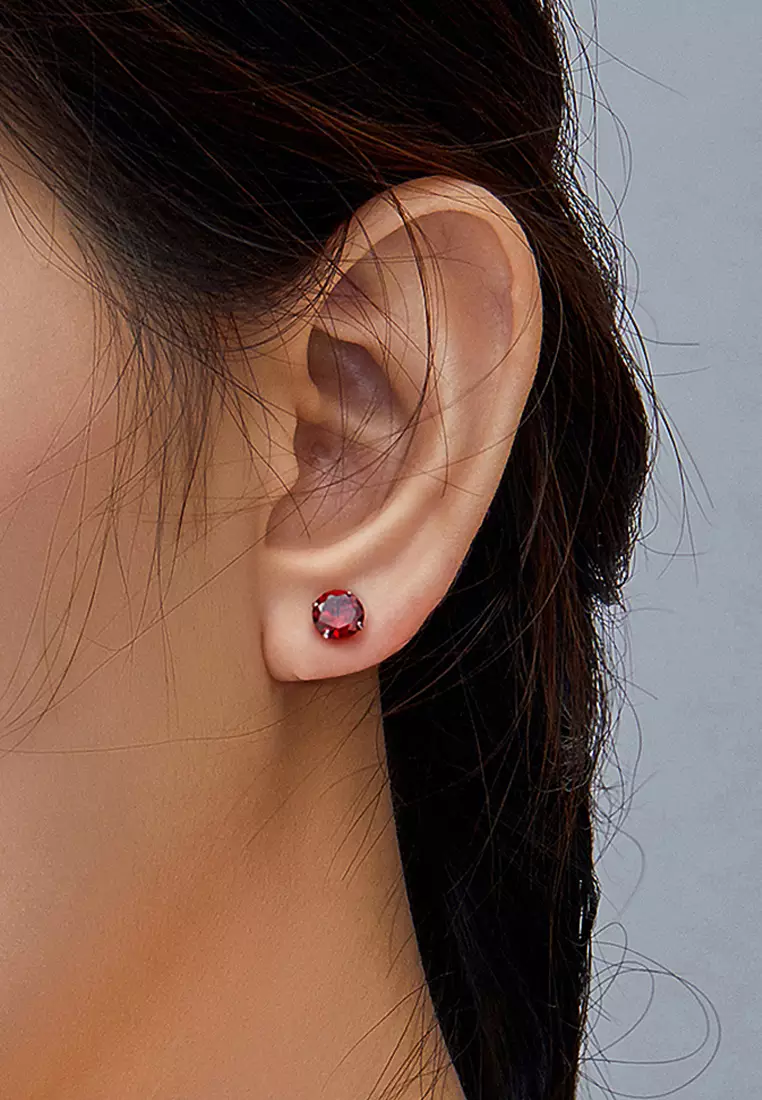 Scarlet Diamond Round Cut Four Prong Stud Earrings