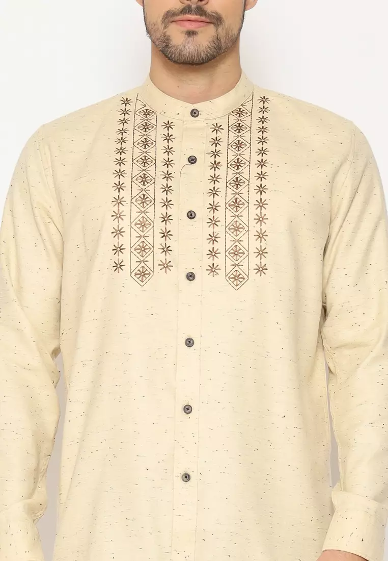 MAGINOT ASRAF WHITE BORDIR Koko Slim Fit Lengan Panjang