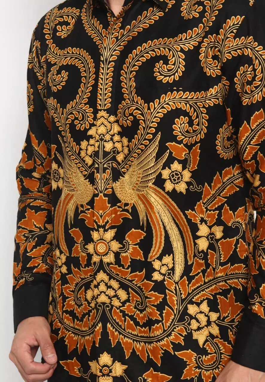 Kemeja Batik Pria Premium Slimfit Elegant Modern Lengan Panjang Yudistira Oranye