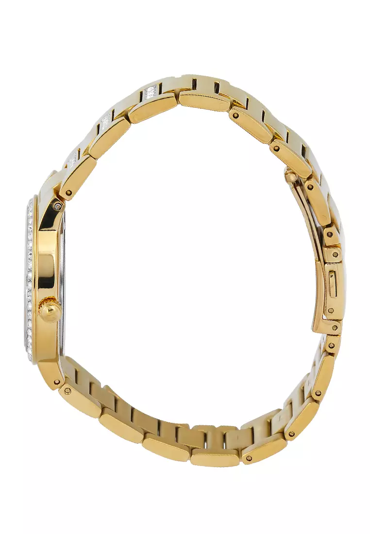 Bonia Sapphire Glass - Jam Tangan Analog Wanita - Gold Dial - Gold Stainless Steel - B10743-2223S