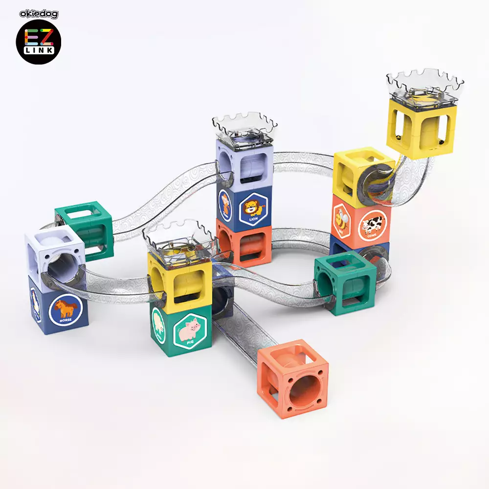 Okiedog EZLINK Magnetic Square Run - Mainan Magnet Edukasi anak (STEM) - 38pcs