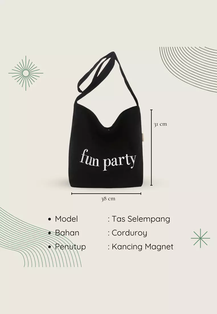 Wakakids Tas Selempang Wanita Pria Unisex Sling Korean Bag Corduroy Fun Party Venrc Abu