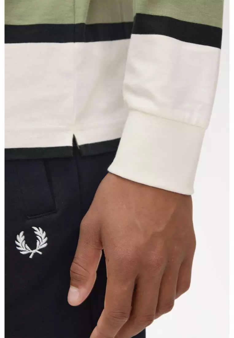 Fred Perry M9849 Jersey Stripe Polo Shirt (Light Ecru)