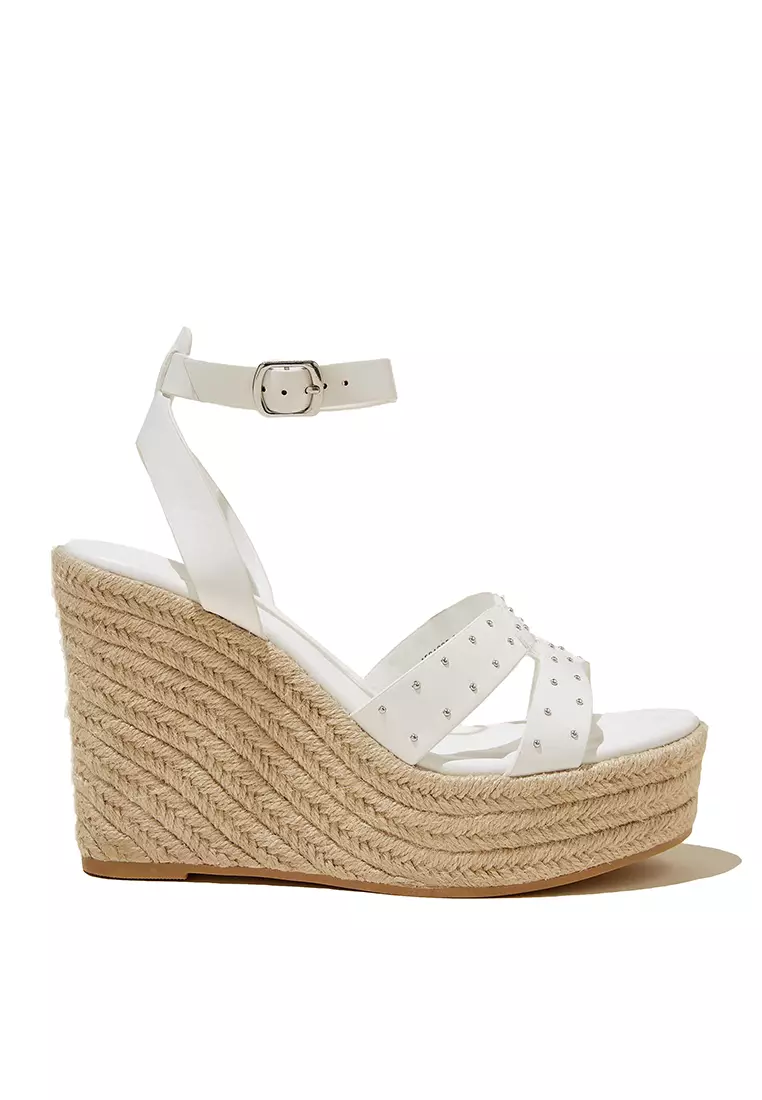 White espadrille wedges open toe online