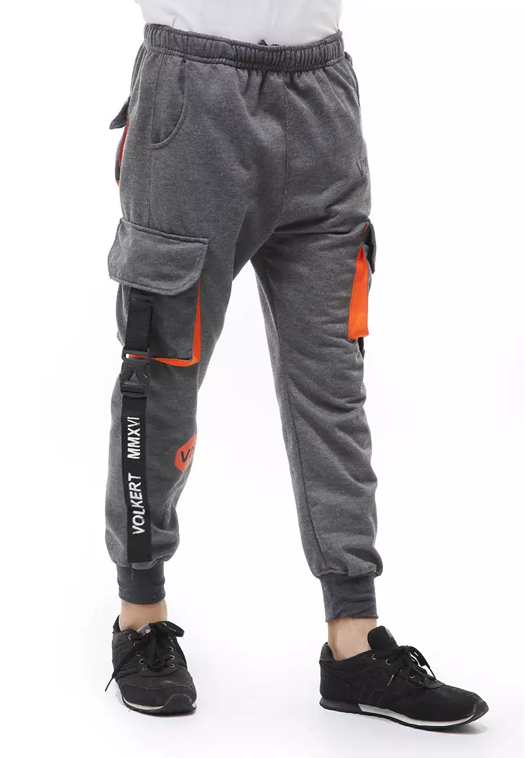 Locko Long Pants Celana Jogger Pria Stylish Design Material Fleece ORIGINAL - Dark Gray