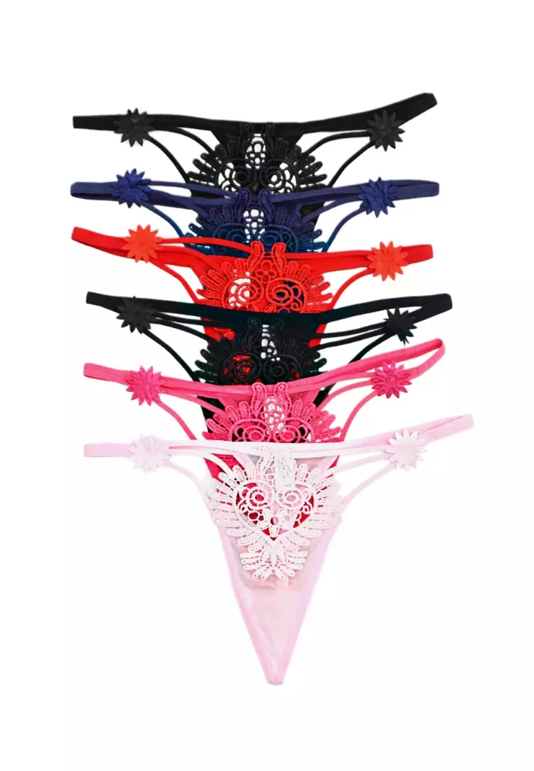 Buy Kiss & Tell 6 Pack Karlie Sexy Lace G String Thong Panties Bundle A  2024 Online