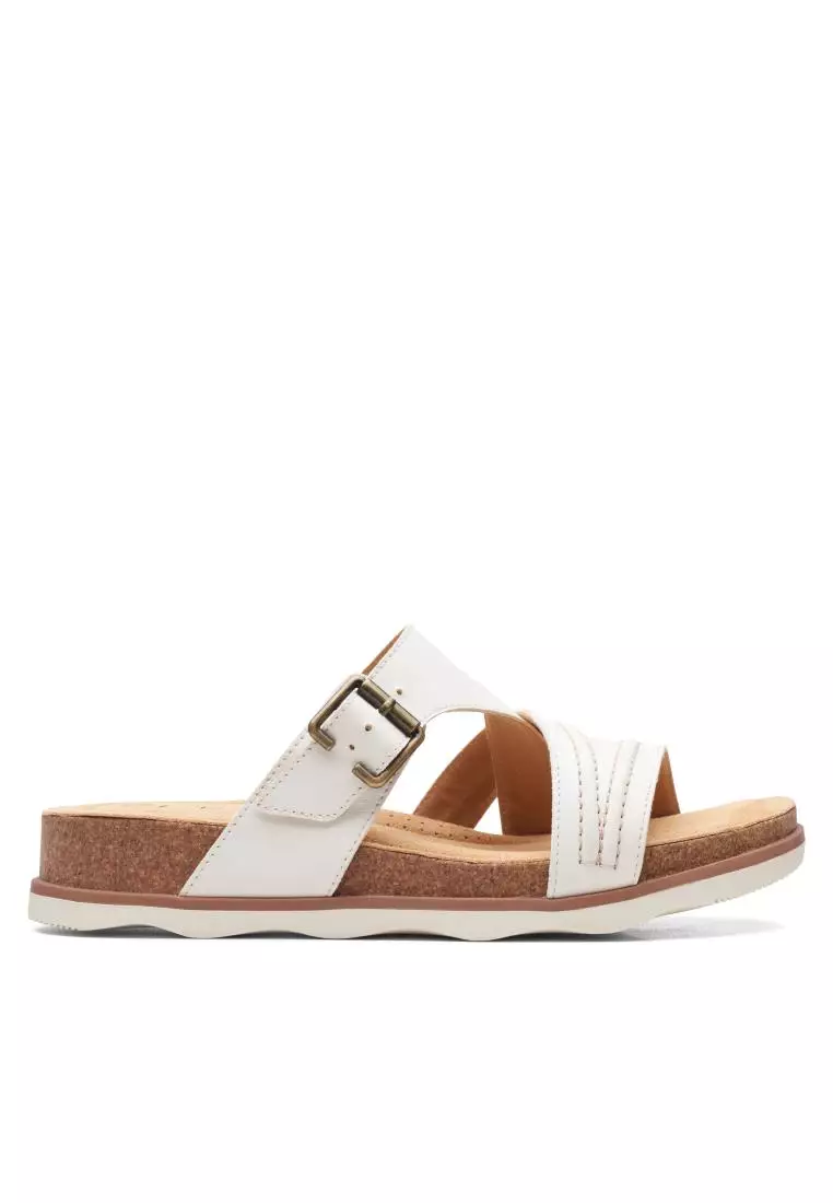 clarks white flat sandals