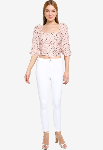 Buy Miss Selfridge Spot Puff Sleeve Square Top Online ...