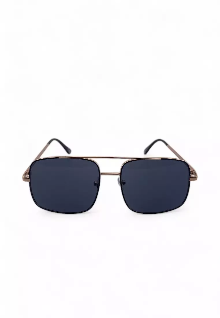 Women's Aviator Frame Black Metal UV Protection Sunglasses SUNSC2510902