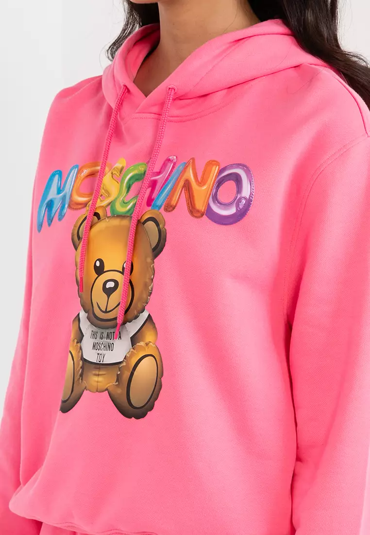 Teddy bear hoodie on sale pink