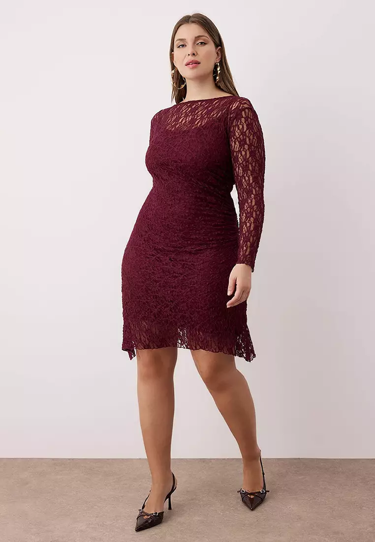 Lace Knitted Mini Plus Size Dress