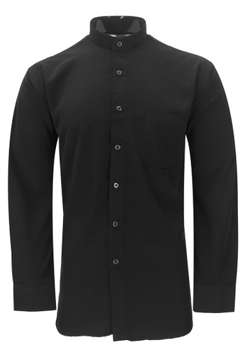 Pacolino black Pacolino - (Regular) Mandarin Collar Striped Formal Casual Long Sleeve Men Shirt 4A4F4AA0C7B01BGS_1