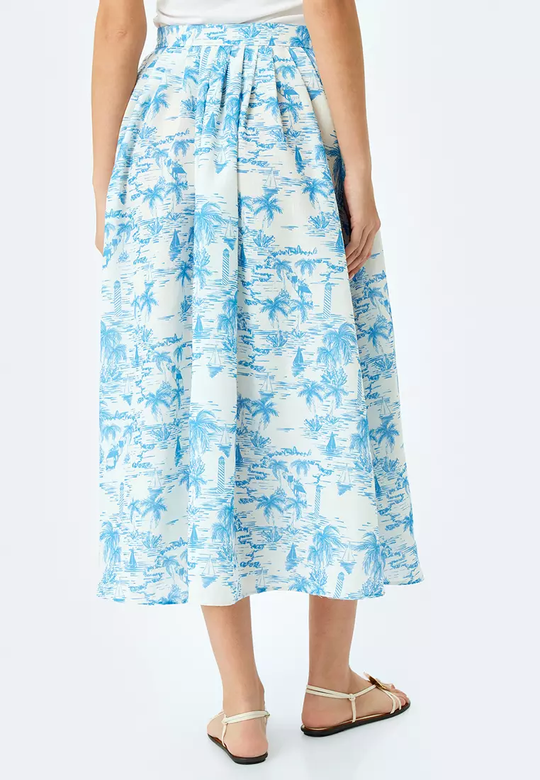 High Waist Flared Midi Skirt
