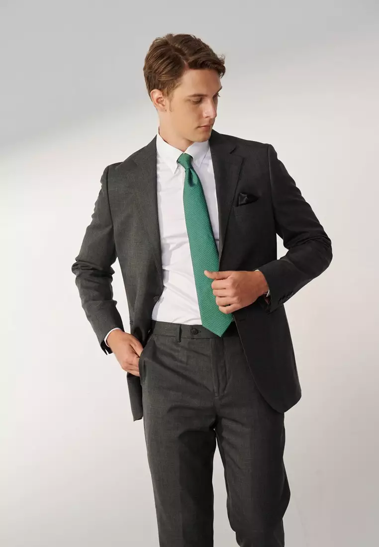 #米蘭系列 白色方格紋理標準版襯衫