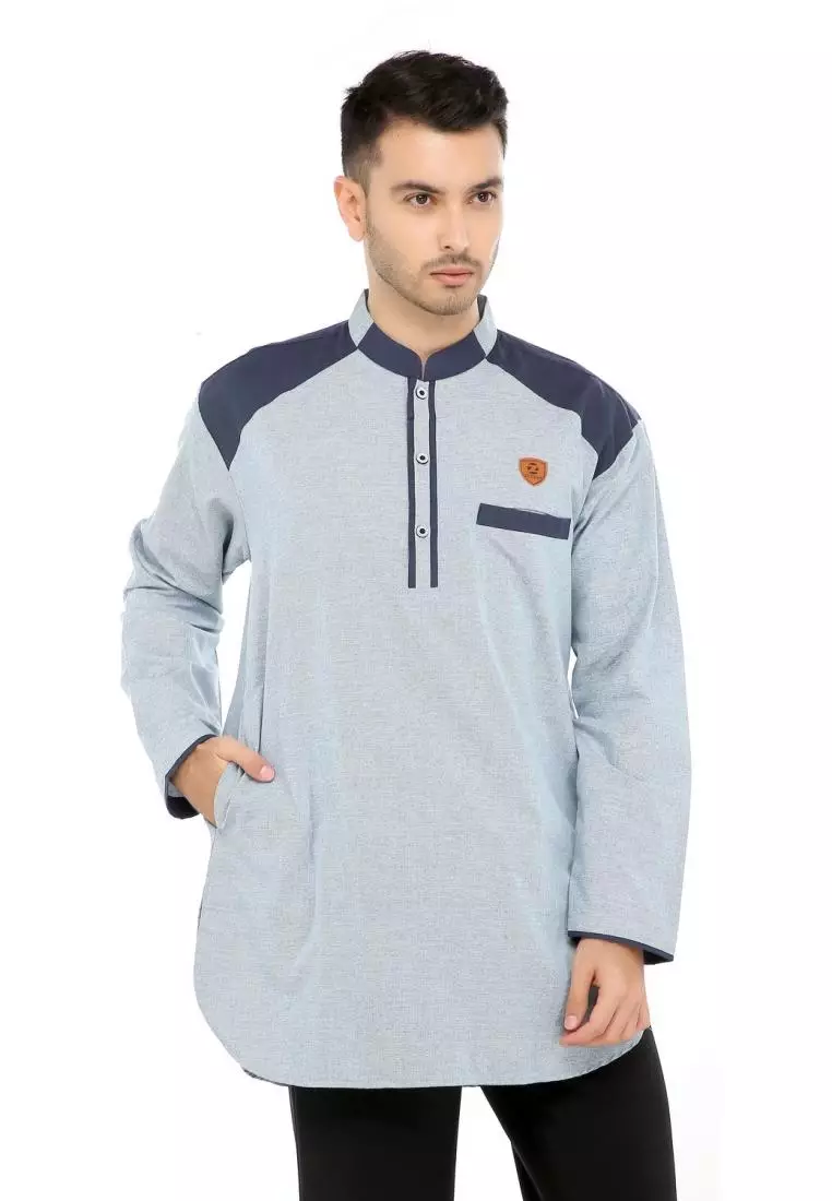 Baju Koko Gamis Muslim Pria Asraf - Biru