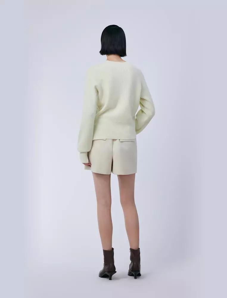 V領長袖套頭羊絨衫