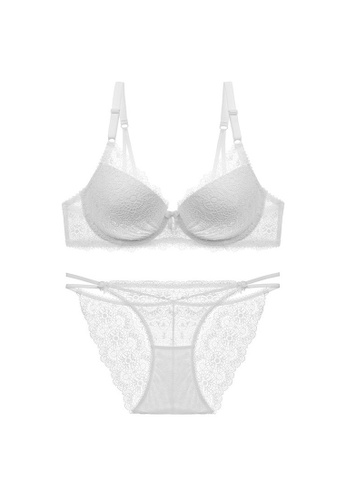 W.Excellence white Premium White Lace Lingerie Set (Bra and Underwear) 21AC5US4088247GS_1