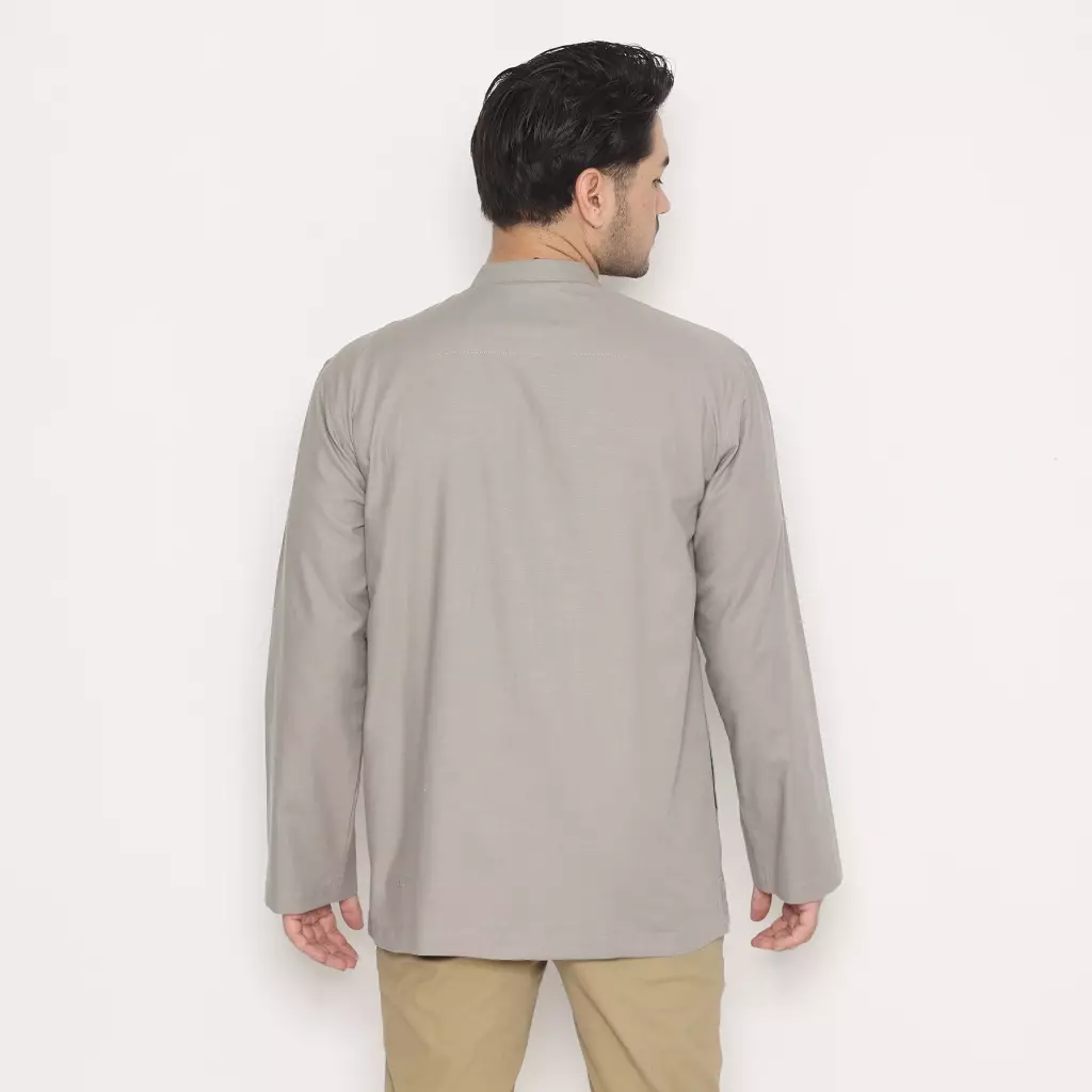 AMK Baju Koko Lengan Panjang Bordir KK FAISAL L/S GREY