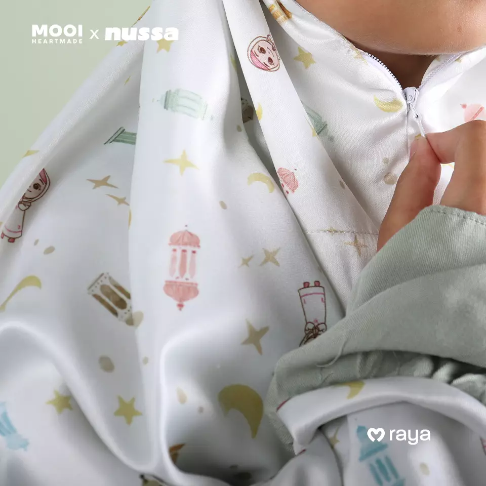 Mooi x Nussa Rarra Mukena Set Print Mukena Anak Perempuan Raya Collection - L