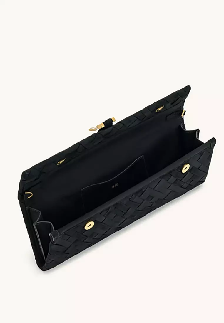 Zaria Woven Clutch - Black