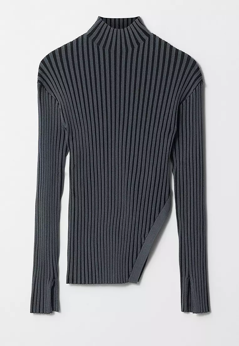 Asymmetric Rib-Knit Top