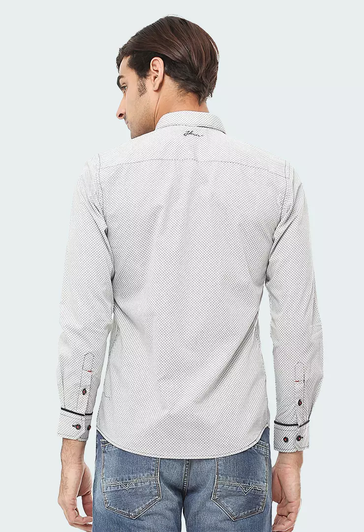 Johnwin - Kemeja Casual - Lengan Panjang - Putih - Slim Fit - ASH.670.S871.695.C