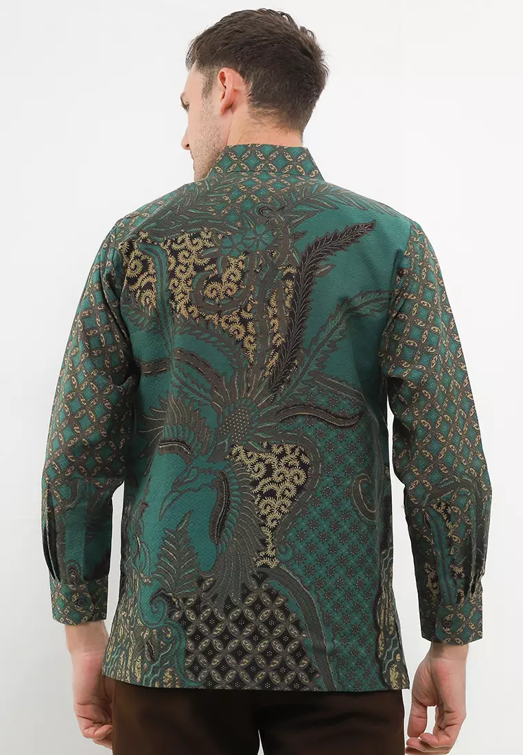 BATIK TALENTA EXCLUSIVE Lengan PANJNG DOBBY KATUN HALUS FLYING BIRD GREEN