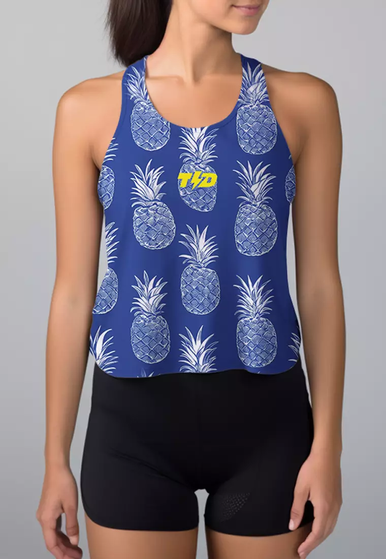 LSD53 Tanktop Gym  Crop Wanita Airdrylite "pineapple" biru