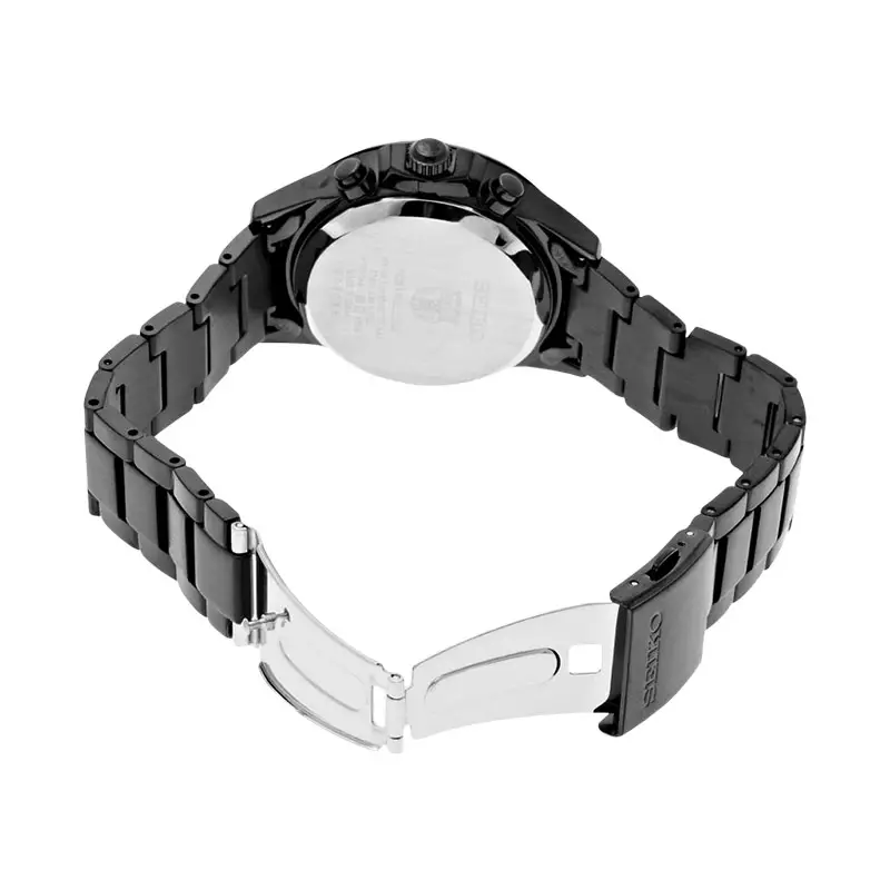 Jam Tangan Pria Seiko Solar SBPY049 Spirit FCB Barcelona Black Dial Black Stainless Steel Strap