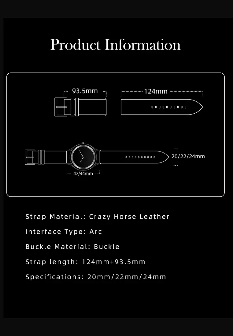 Tali Jam Watch Strap Tali Kulit Pria Buram Leather Strap 20mm Jam Tangan Kulit kopi