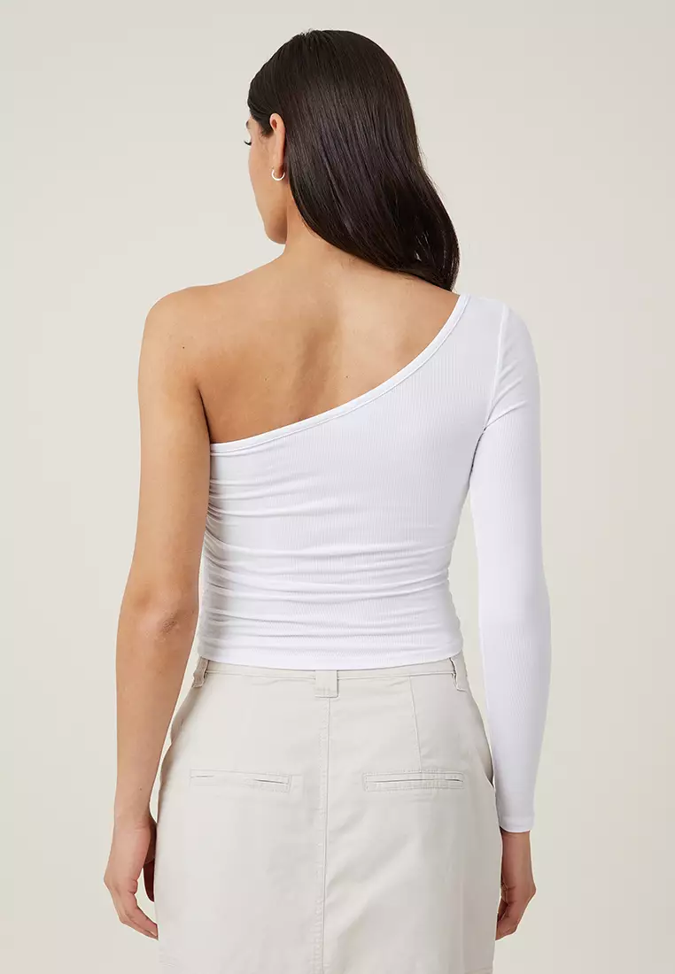 Poppy One Shoulder Ruched Long Sleeve Top