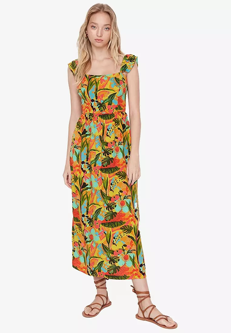 Buy Trendyol Square Neck Midi Dress 2024 Online ZALORA Philippines