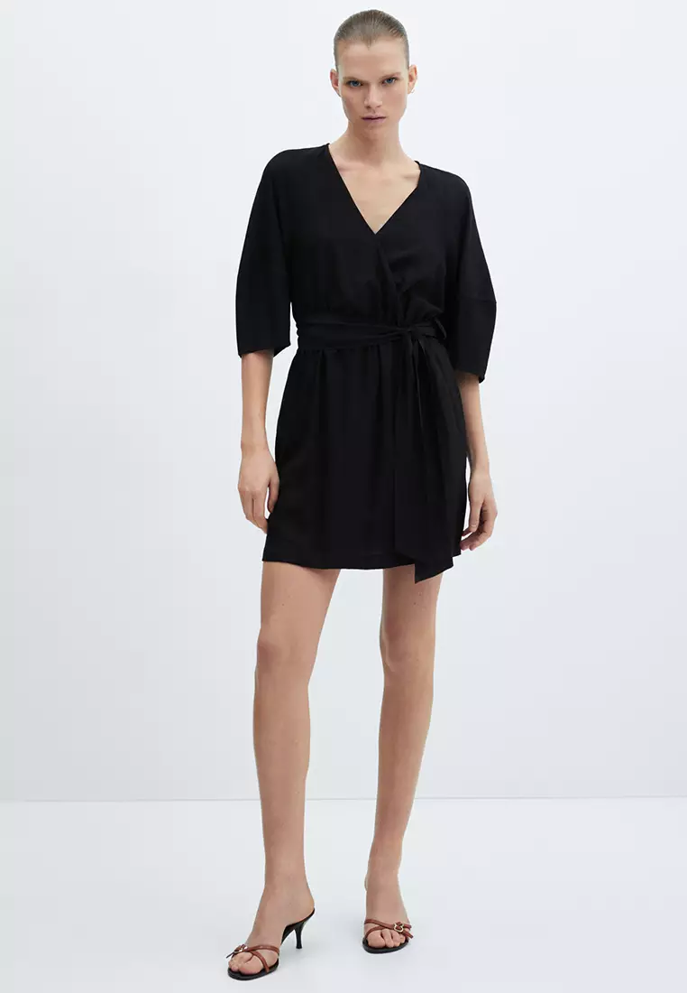 Jual Mango Bow Wrap Dress Original 2024 | ZALORA Indonesia